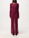Marine Serre Purple Moonogram Mesh Flock Maxi Dress In Rot