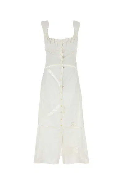 Marine Serre Regenerated Household Linen Bustier Dress In White