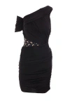 Marine Serre Shelter One-shoulder Draped Jersey Minidress In Black