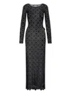 Marine Serre Moonogram Mesh Flock Maxi Dress In Black