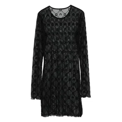 Marine Serre Long-sleeved Dress In Black
