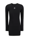 Marine Serre Fitted Black Mini Dress With Long Sleeves And Round Neckline In Black