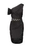 Marine Serre Shelter One-shoulder Draped Jersey Minidress In Black