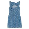 Marine Serre Moon Laser Denim Bustier Dress In Blue