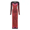 Marine Serre Printed-lace Jersey Dress In Red