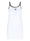 Marine Serre Trimmed Knee Length Dress With Spaghetti Straps In White