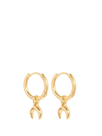 Marine Serre Egular Brass Moon Mini Creoles Earring Woman Gold In Brass