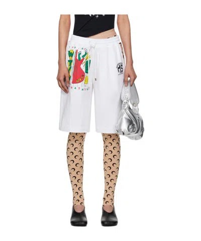 Marine Serre Elastic Drawstring Shorts In White
