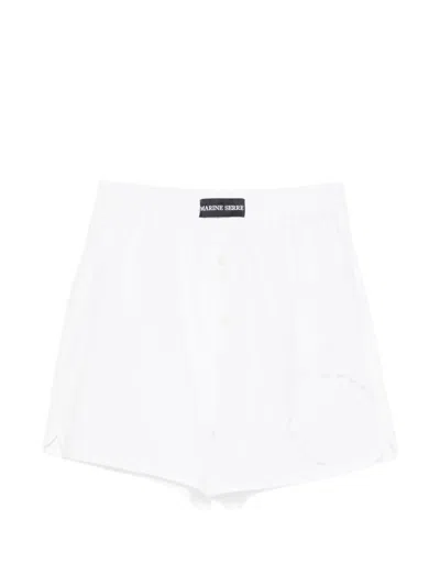 Marine Serre Elasticated-waistband Shorts In White