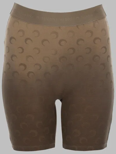 Marine Serre Elevated Mini Cotton Shorts For Women In Brown
