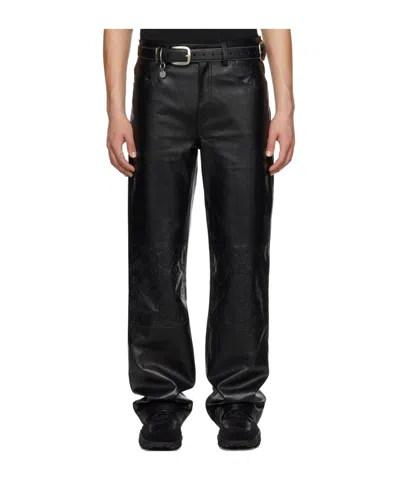 Marine Serre Black Embossed Leather Pants In Bk99 Black