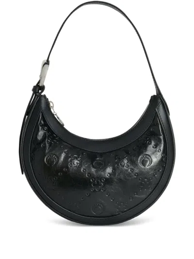 Marine Serre Embossed-leather Shoulder Bag In Black