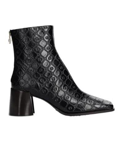 Marine Serre Embossed Square-toe Ankle Boots In Black