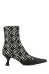 MARINE SERRE EMBROIDERED COTTON BLEND MOON DIAMANT ANKLE BOOTS