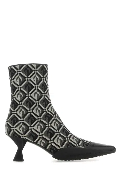 Marine Serre Embroidered Cotton Blend Moon Diamant Ankle Boots In 00