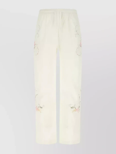 Marine Serre Embroidered Floral Track Trousers In White