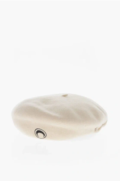 Marine Serre Embroidered Logo Basque Hat In Neutral