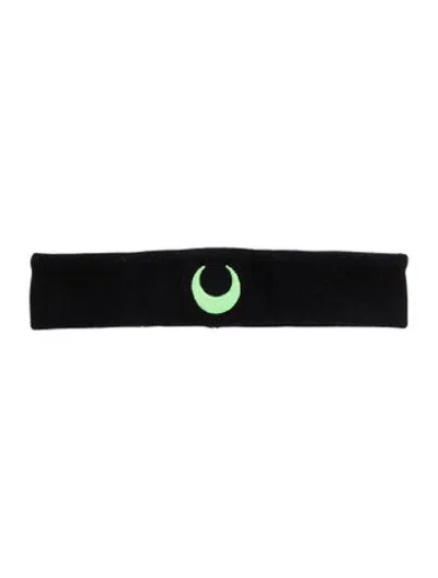 Pre-owned Marine Serre Embroidered Logo Headband In Black