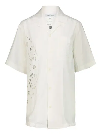 Marine Serre Embroidered Pocket Shirt In White