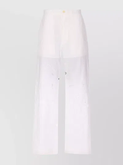 MARINE SERRE EMBROIDERED POCKETS WIDE LEG TROUSERS