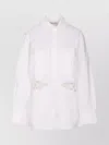 Marine Serre Embroidered Sheer Back Panel Long Sleeve Shirt In White