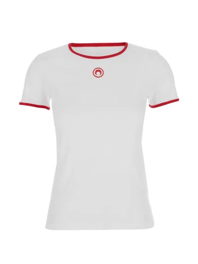 Marine Serre Moon Logo Bicolor Baby Fit Woman White And Red