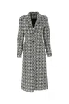 Marine Serre Monogram-pattern Single-breasted Coat In Black