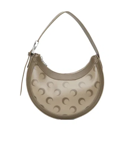 Marine Serre Faded Leather Moon Eclips Mini Bag In Brown