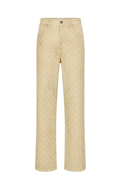 Marine Serre Faded Moon Denim Barrel Jeans In Brown