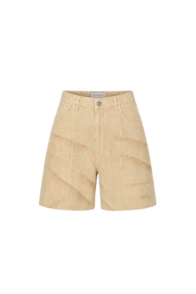 Marine Serre Faded Moon Denim Shorts In Brown