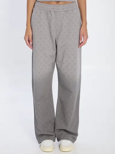 Marine Serre Faded Moon Fleece Track Pants In Gray