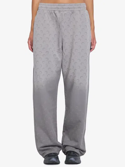 Marine Serre Faded Moon Fleece Sweatpants In Gray