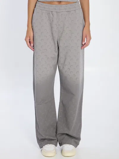 Marine Serre Faded Moon Fleece Sweatpants In Gray