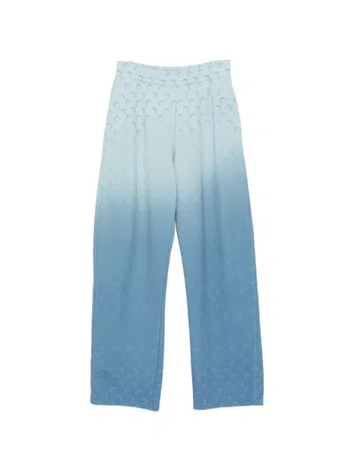 Marine Serre Faded-moon Fleece Track Pants In Blue