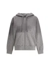 Marine Serre Faded Moon Fleece Zipped Hoodie In Gray