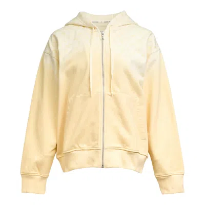 Marine Serre Faded Moon Fleece Zipped Hoodie In Yellow