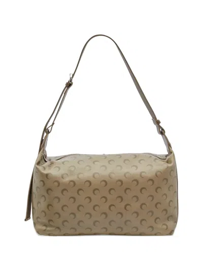Marine Serre Faded Moon Leather Messenger Bag In Brown