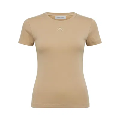 Pre-owned Marine Serre Faded Moon Short-sleeve Fit T-shirt 'taupe' | Tan | Women's Size Xs