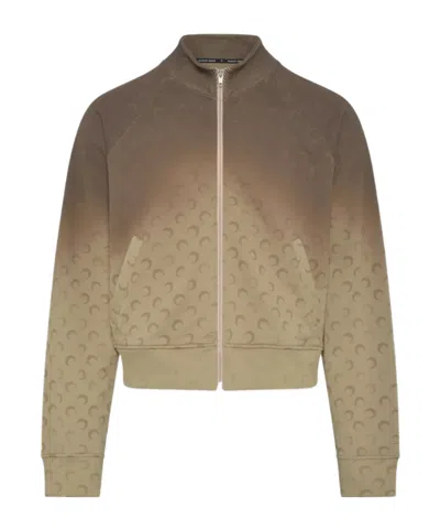 MARINE SERRE MARINE SERRE FADED MOON ZIP-UP KNITTED SWEATER