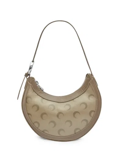 Marine Serre Faded-leather Moon Eclips Mini Bag In Brown