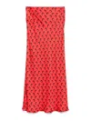 Marine Serre Crescent Moon-print Satin Midi Skirt In Red