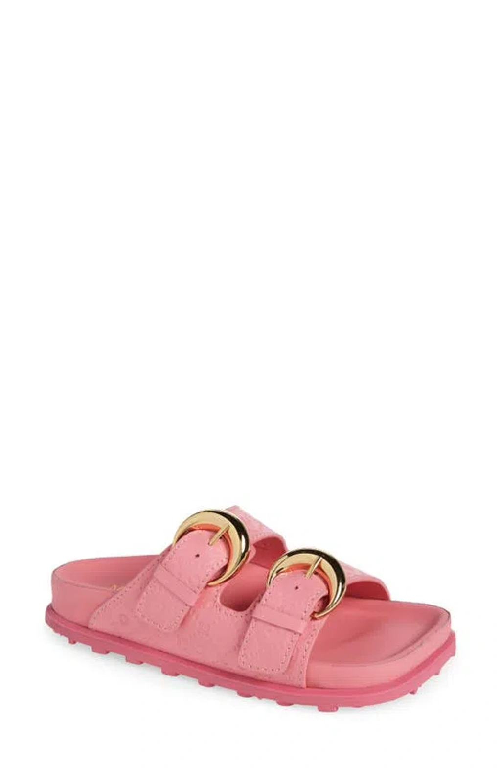 Marine Serre Faux Fur Lined Square Toe Slide Sandal In Pink | ModeSens