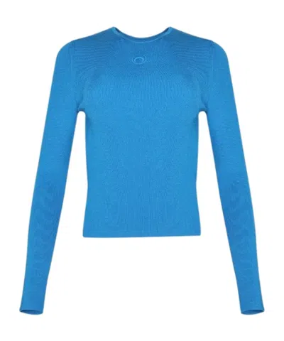 Marine Serre Fine-ribbed Sweater In Blue