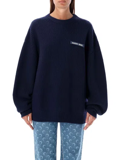 Marine Serre Women's Navy Wool Sweater