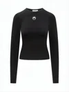 Marine Serre Turtleneck Sweater With Moon Logo And Rhinestones In Black