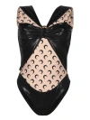 Marine Serre Draped Viscose Bodysuit In Black