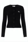 Marine Serre Fitted Cardigan With Button-down Front In Black