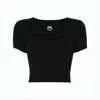 Marine Serre Fitted Crop Top With Unique Cut-out Detail In Black