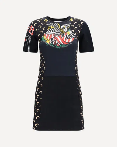 Marine Serre Fitted Recycled Jersey Dress In Black