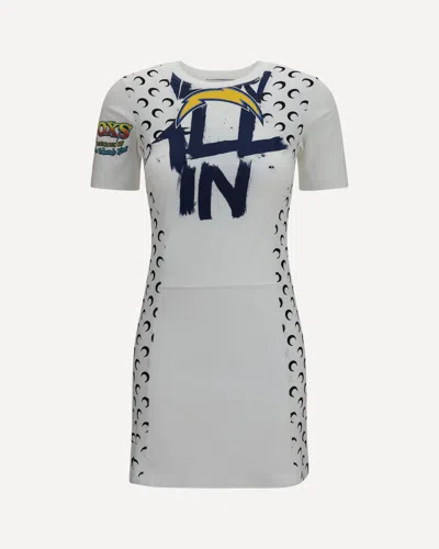 Marine Serre Fitted Recycled Jersey Dress In White